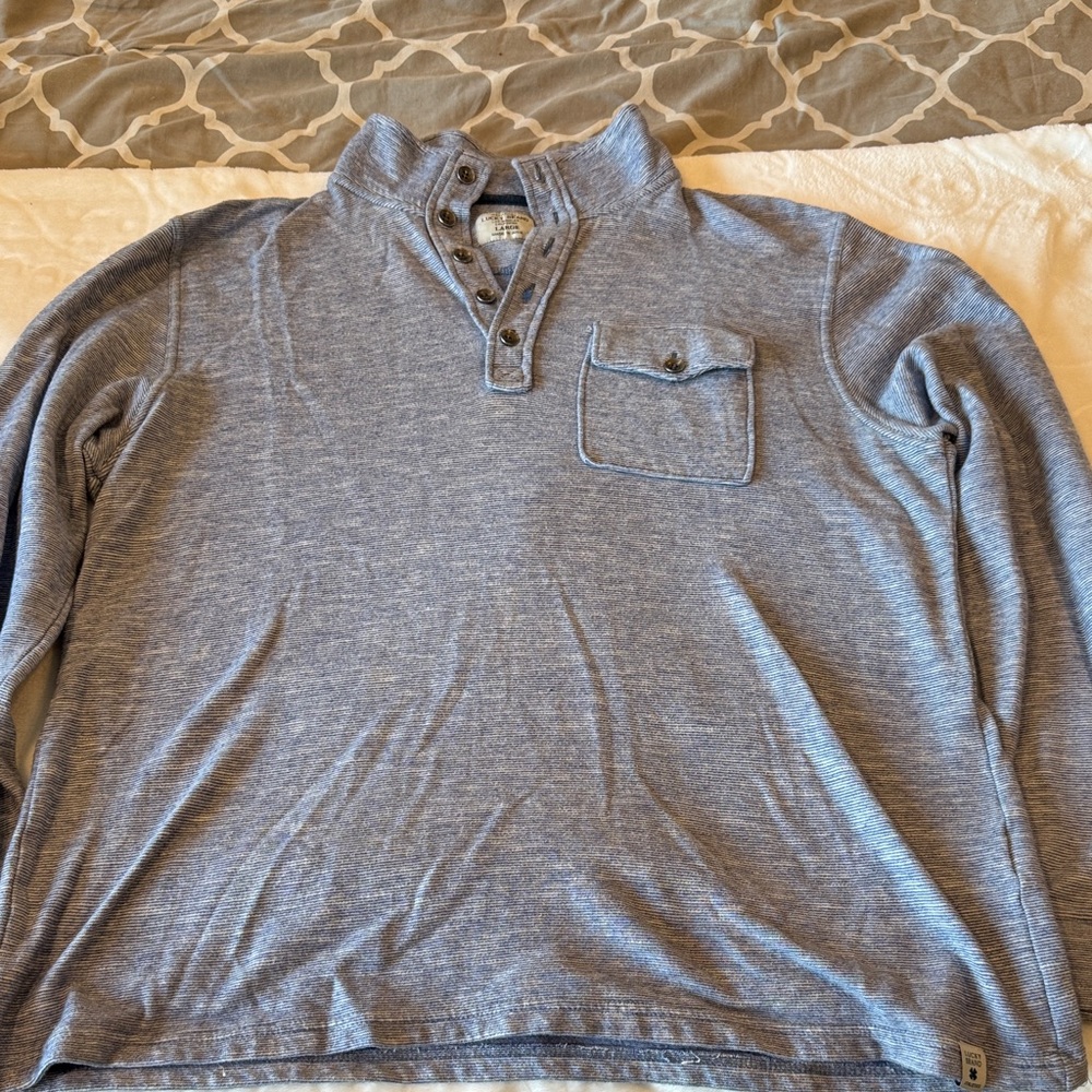 Lucky Brand Heathered Blue Henley Sweater
